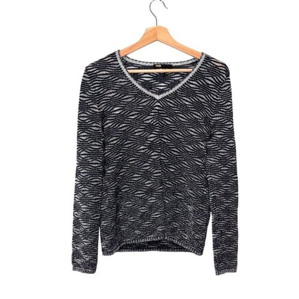 Maje Black   V-Neck Long Sleeve Pullover Women's Sweater Size 2 (MEDIUM)